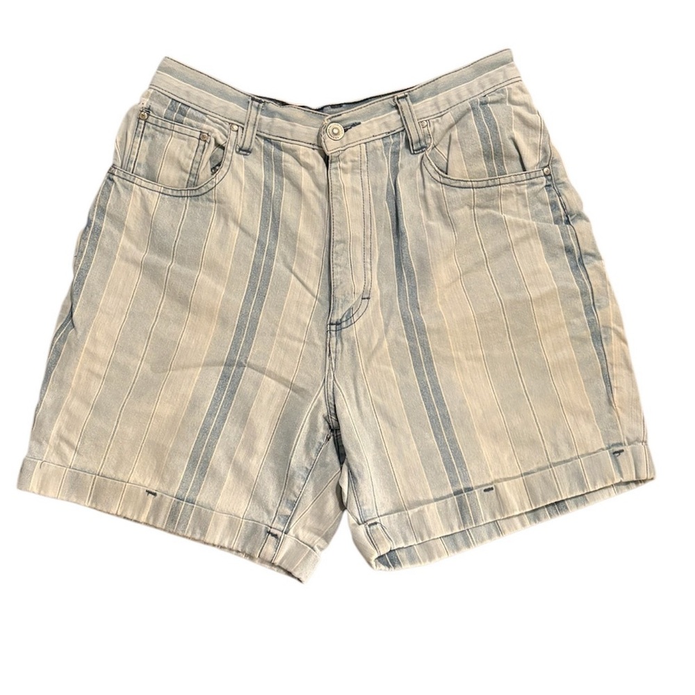 Vintage Gitano High-Waisted Striped Denim Shorts
